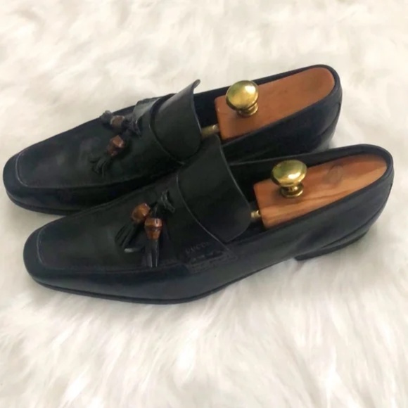 Gucci Men's Black Leather Loafers Size 12 - Picture 4 of 10